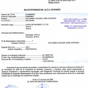  Electricidad Navarro certificado 2